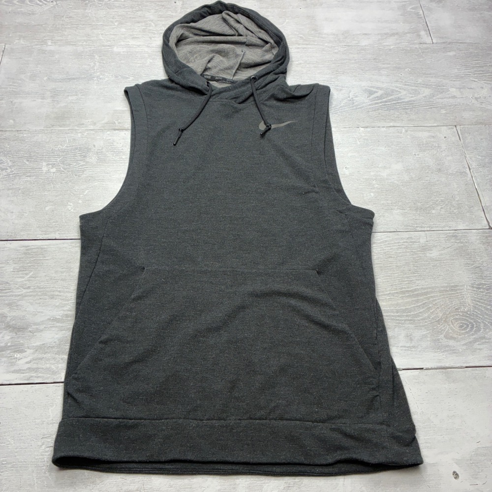 Nike Sleeveless Hoodie Mens Small Gray Dri-FIT Training Vest 742818-010 Gym